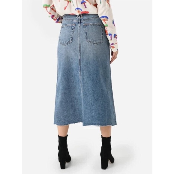 SLVRLAKE Midi Denim Skirt Front Slit Size 25 - Picture 3 of 10